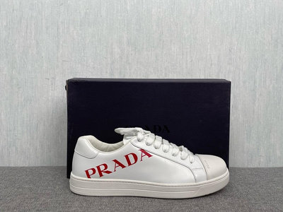 全新正品Prada男士大logo小白鞋