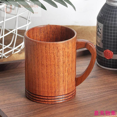 木質手柄水杯 咖啡馬克杯 復古杯子 實木杯子 木製餐具