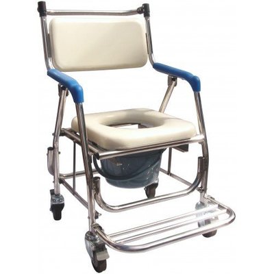 全新不鏽鋼附輪可收合站立便器椅 洗澡椅