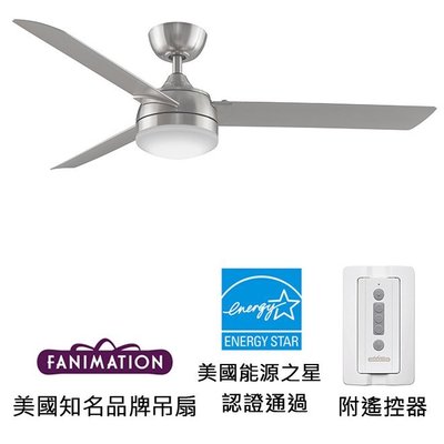 Fanimation Xeno Damp 56英吋能源之星認證吊扇附LED燈(FP6728BN)刷鎳色適用於110V電壓