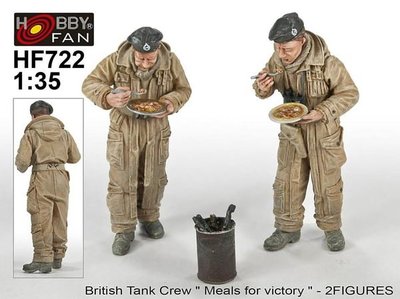 【喵喵模型坊】HOBBY FAN 1/35 英國 .歐陸戰車兵 呷飯 人形組 2入 (HF722)