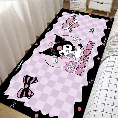 【超匯購】#易打理#現貨秒發可愛的 Kuromi 草莓熊卡通地毯家居裝飾長床頭防滑地墊臥室軟地毯 80*200cm 100*160cm 80*160