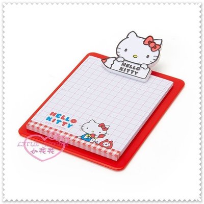 小花花日本精品♥ Hello Kitty 紅色 臉頭抱鉛筆造型 迷你 格子便條紙+夾板 文具用品 62020503