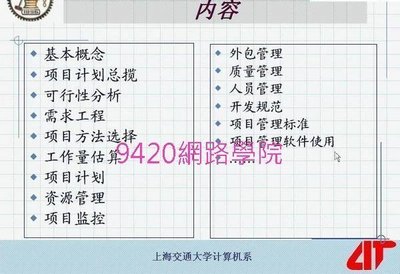 【9420-646】IT項目(專案)管理 教學影片-(上海交大, 28堂課程), 260 元!