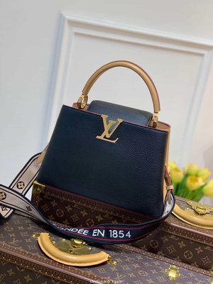 二手Louis Vuitton LV Capucines MM 手提包 M58608 黑拼