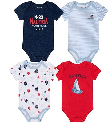 預購 美國帶回 專櫃正貨 Nautica Baby 男寶寶 新生兒 短袖包屁衣 連身衣 超值四件組