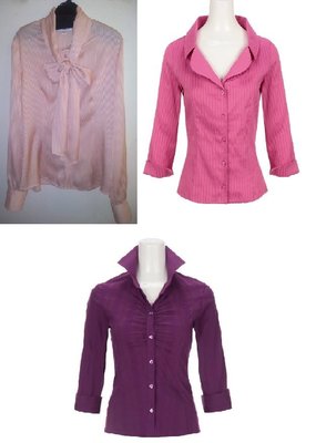 全新義大利Nara Camicie粉色條襯衫紫襯衫三件特惠上衣同INED,23區,icb,efde,金安德森