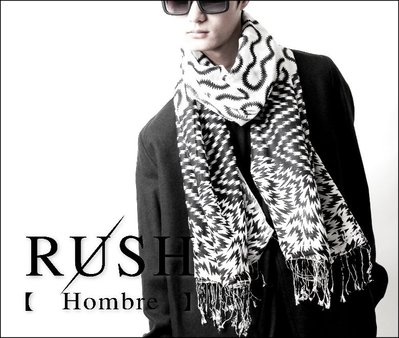 RUSH Hombre (曼谷空運) 中性設計師款幾何抽象圖案印刷長版薄圍巾 (男女皆可) (原價850)