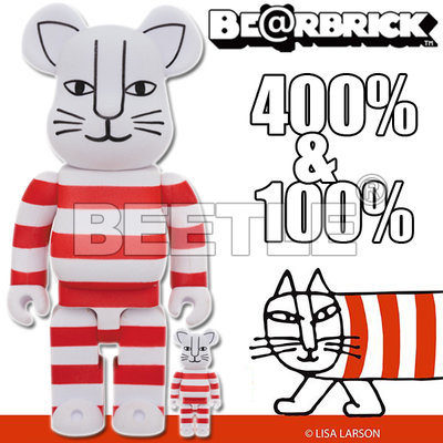 BEETLE BE@RBRICK SYNC LISA LARSON 設計師 麗莎·拉森 植絨 紅貓 100% 400%