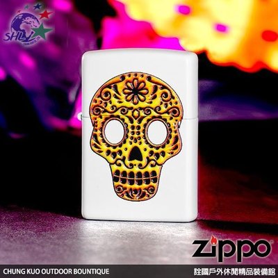 詮國 ZP627 美國 ZIPPO 經典防風打火機 白底彩骷髏 - 49003