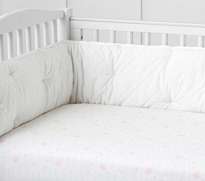 預購 美國嬰幼兒精品 Pottery Barn Baby 全品項代購 嬰兒床 可愛粉紅小星星款有機棉床包 床單 彌月禮