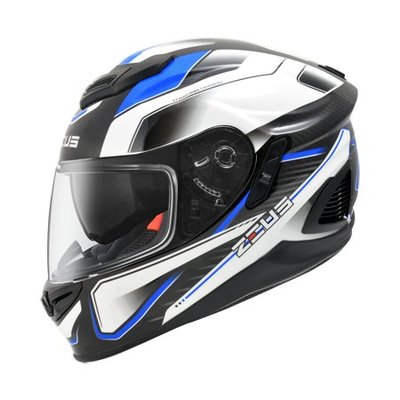 ZEUS 瑞獅 ZS-1600 1600 AK4 碳纖維 極輕量 內墨片 全罩 安全帽 白/藍