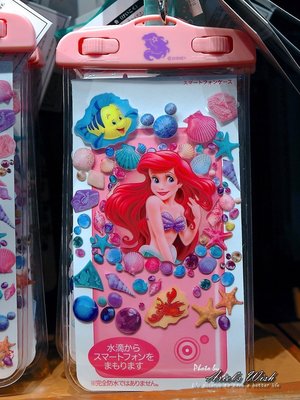 Ariel's Wish日本Disney東京迪士尼連線小美人魚愛麗兒粉色海底珍珠寶石智慧型手機相機防水袋夾鏈袋戲水-現貨