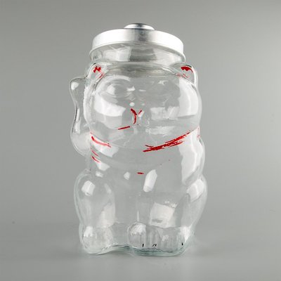 YUCD日本老玻璃~招財貓造型~玻璃糖果罐(非常罕見)200522-13