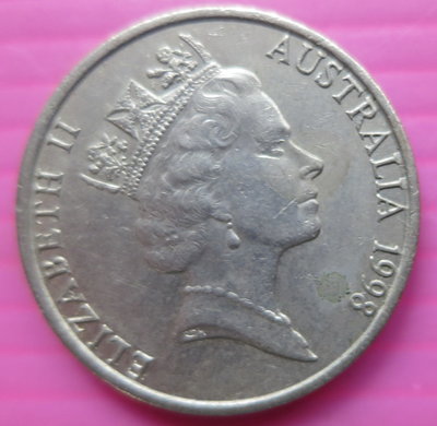 ~ 郵雅~澳洲1998年20分錢幣(英國女王伊莉莎白二世人頭像)NO92