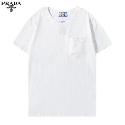 PRADA 普拉達 21秋冬新款 胸前口袋膠條LOGO 短袖T恤