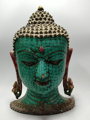 老銅尼泊爾鑲綠松石/寶石藏佛佛像擺件尺寸重量如圖 💴13200  0