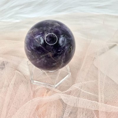 【Naya晶坊】夢幻紫水晶球 虎牙紫水晶烏拉圭深紫  水晶球 附球座 5.8公分夢幻紫水晶球