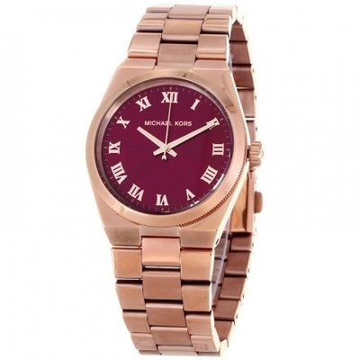 [永達利鐘錶 ] MICHAEL KORS 手錶 古典 紅X玫瑰金 羅馬字腕錶 38mm MK6090