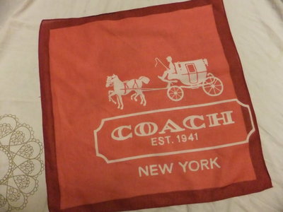 Coach 紅色  馬車  手帕 方巾