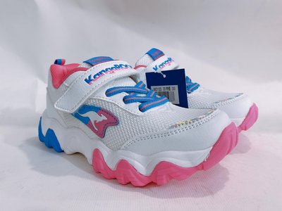 北台灣大聯盟 KangaROOS美國袋鼠鞋 童款RAINBOW輕量運動鞋 21123-白桃 超低直購價590元