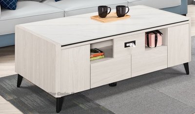 【N D Furniture】台南在地家具-刷白木紋木心板130cm岩板功能茶几組MC