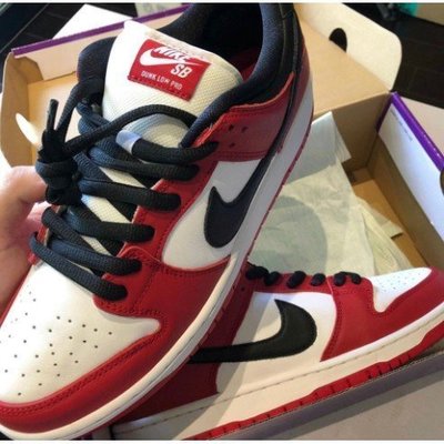 Nike SB Dunk L _OW Pro Chicago" 芝加哥 休閒 運動 黑白紅BQ6817-600現貨潮鞋