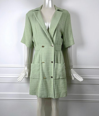 [我是寶琪] 賈永婕二手商品 SANDRO 綠色雙排釦洋裝外套