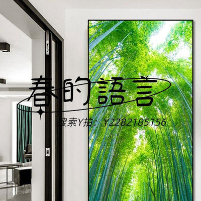 風水畫竹報平安掛畫新中式簡約綠色竹子玄關裝飾畫客廳書房竹林風水壁畫