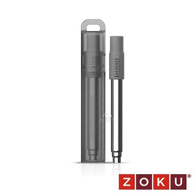 【ZOKU】伸縮式不鏽鋼吸管『寶石灰』附收納盒+清潔刷 ZK307
