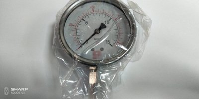 半白鐵直立充油壓力錶(壓力計) 外徑3英吋(75mm)*3/8牙*15公斤