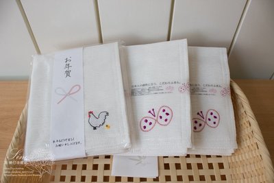 【36號日本雜貨直營】日本製kaya 刺繡圖樣 紗布抹布～公雞＆蝴蝶款