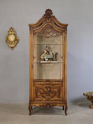 十九世紀 法國 細膩胡桃木 路易十五 展示櫃 珠寶櫃 藝術品櫃 古董櫃 K2⚜️卡卡頌 歐洲古董⚜️ ✬