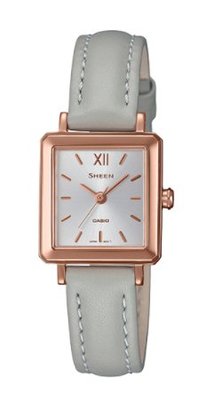 【天龜】 CASIO SHEEN系列 方形三針顯示奢華皮帶腕錶 SHE-4538GL-7B