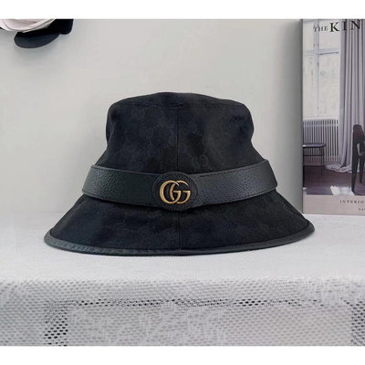 CC二手 Gucci   帆布拼皮  黑色 漁夫帽