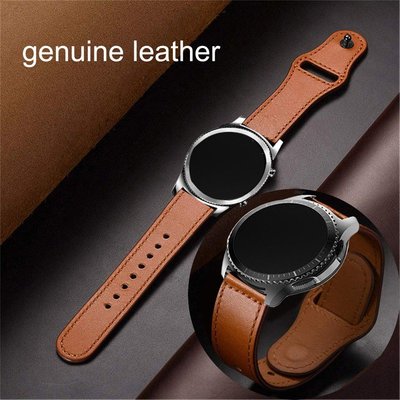 22MM錶帶適用華為watch GT 三星Galaxy watch 46mm個性反扣真皮手表帶 Ticwatch Pro