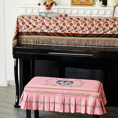 鋼琴罩 鋼琴布 鋼琴巾 蠟筆派輕奢巴比倫犬鋼琴罩防塵半罩簡約加厚美式蓋布琴凳保護罩