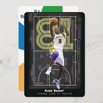 美國職籃 NBA 得分王 Kobe Bryant 單場81分 球星悠遊卡 ：湖人隊 (實體悠遊卡、非貼紙) 另售 Jordan