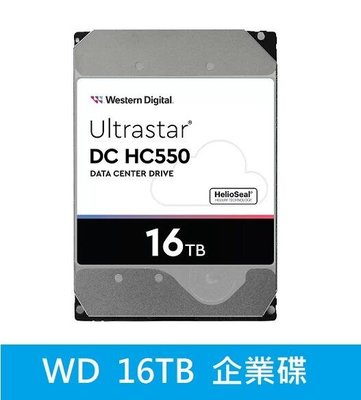 【公司貨五年保/附發票】WD DC HC550 16TB 3.5吋 企業級硬碟 (WUH721816ALE6L4)