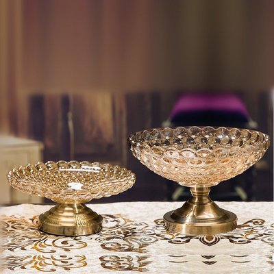 現貨熱銷-歐式奢華家用水晶玻璃果盤客廳水果盤雙層糖果盤簡約現代創意擺件~特價