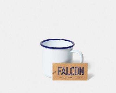 【英國 Falcon】藍白色 琺瑯馬克杯 350ml 琺瑯杯 琺瑯水杯 咖啡杯 茶杯 平底杯 琺瑯漱口杯 刷牙杯