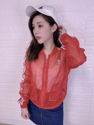 Adidas Originals 艷紅色 蕾絲 透明薄紗 女款 外套 DW3890
