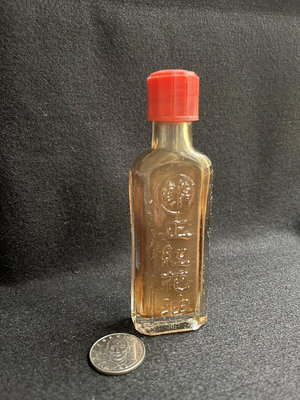 早期收藏 老玻璃瓶 藥水瓶 氣泡 懷舊 真龍正紅花油-18
