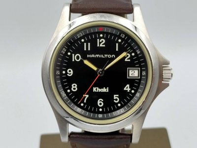 【發條盒子H8775】Hamilton漢彌爾頓  Khaki系列  8775 數字黑面 石英不銹鋼 美國空軍紀念錶款