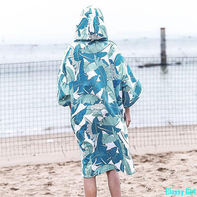 Classy Girl♞韓國可穿式防風吸水速乾毛巾衣沙灘浴袍成人潛水游泳浴巾斗篷男女