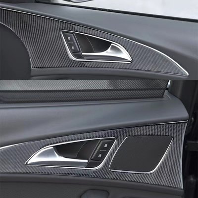 真碳纖維 AUDI 奧迪 車門面板  A6 C7 C7.5 碳纖維 內拉手車門板 卡夢貼-桃園歡樂購