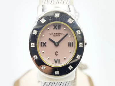 【發條盒子K0162】CHARRIOL 夏利豪 羅馬貝殼面 石英女錶 鑽圈 不銹鋼 鋼索錶 經典首選