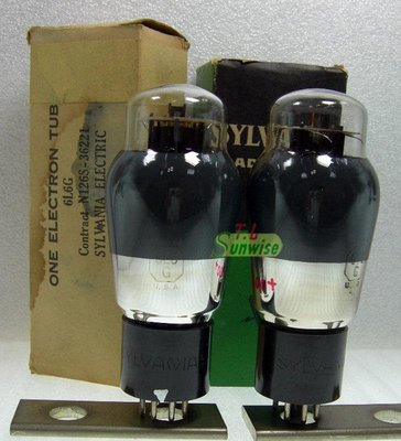 6L6 ︽NO:7054 老美國 SYLVANIA 6L6G 真空管 1對 刻字版 噴墨瓶身 40年代除氣片 附原廠紙盒