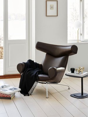 定制            北歐簡約設計師沙發椅公牛椅單人商務真皮休閑老板椅客廳書房躺椅