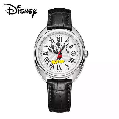 迪士尼時尚石英手錶米奇老鼠卡通青年女士復古設計感手錶 男女皆宜學生防水情侶手錶